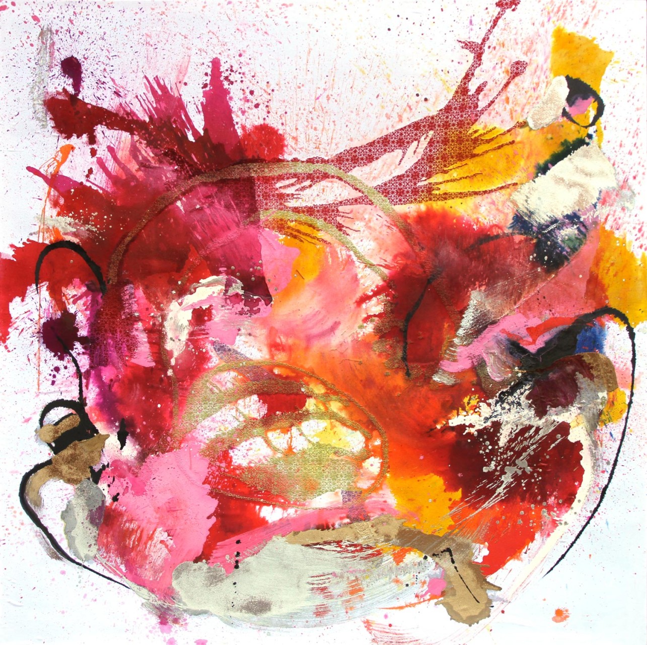 DavidBlochGallery_Yaze_SansTitre14_TechniquesMixtesSurToileEtBroderies_200x200cm_2014