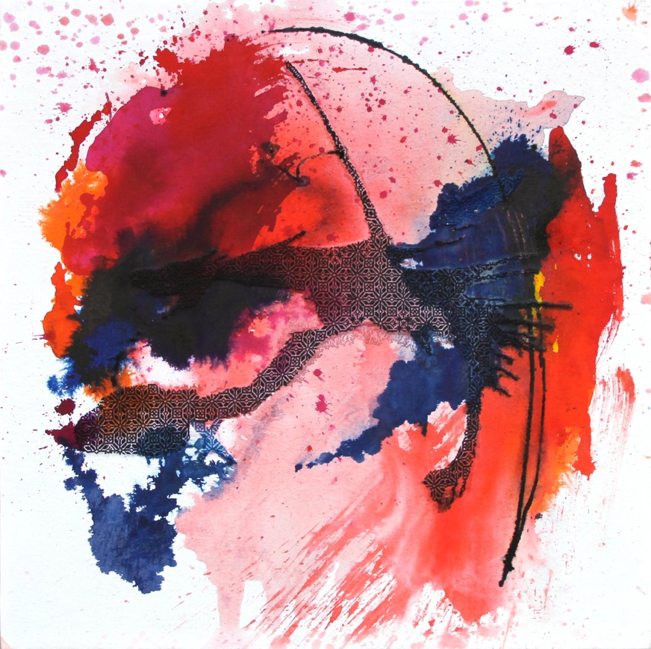 DavidBlochGallery_Yaze_SansTitre15_TechniquesMixtesSurToileEtBroderies_110x110cm_2014
