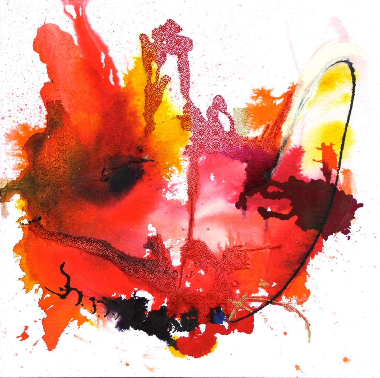 DavidBlochGallery_Yaze_SansTitre16_TechniquesMixtesSurToileEtBroderies_110x110cm_2014